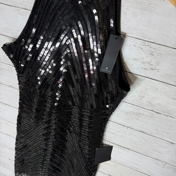 Lulus Ace of Spades Black Sequin Bodycon Dress Size Medium NWT - Picture 3 of 6